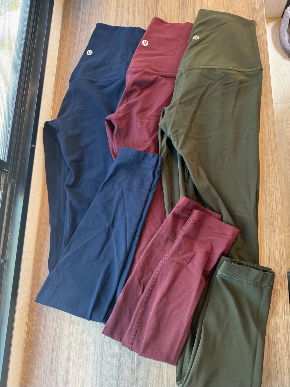 lululemon athletica Leggings Trio in Navy, Burgundy & Olive